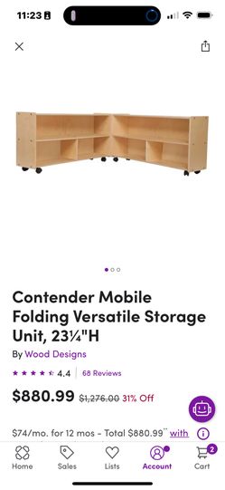 Mobile Folding Storage Unit, Baby/toddler Height Shelving