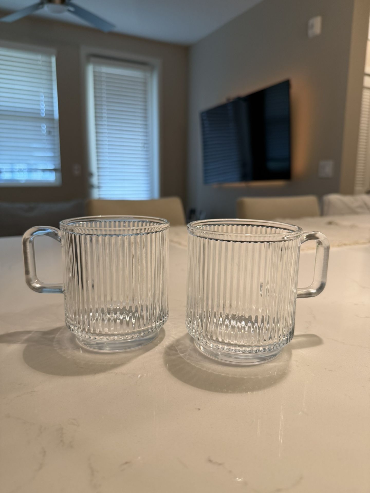 Set of 4 Ribbed Clear Cups