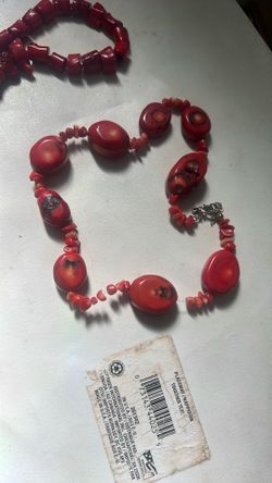 Red Coral Choker  27 Inch 