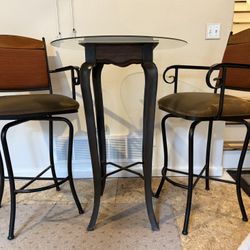 3 Piece Dining Set (Pub Table with 2 Swivel Bar Stools)