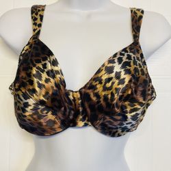 Victoria Secret Second Skin Silky Satin Leopard Print Vintage Y2K Bra Size 38C