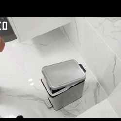 EKO Small Bathroom Trash Can with Lid Soft Close, Step Pedal, 10 Liter / 2.6 Gallon Stainless Steel Garbage Can with Removable Inner Bucket, Anti-Fing