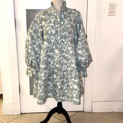 The item is a loose-fitting dress with a gathered neckline and floral print from ASOS Edition.