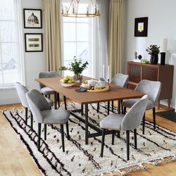Modern Upholstered Dining Chairs Set of 2 – Light Gray – Brand New