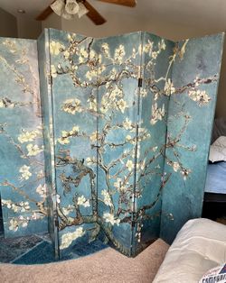Vincent Van Gogh's Almond Blossoms: 6-Panel Room Divider, Good Condition, Rare Find!