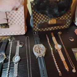Women's Watch & Jewelry Set W/ Handbags (New)