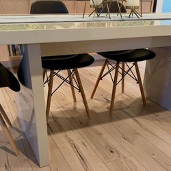 CB2 Light Grey Lacquer Dining Table