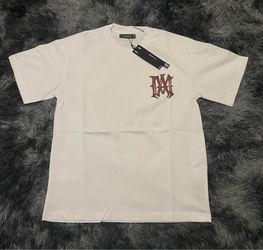 AMIRI Men’s White/Marroon Cotton tee