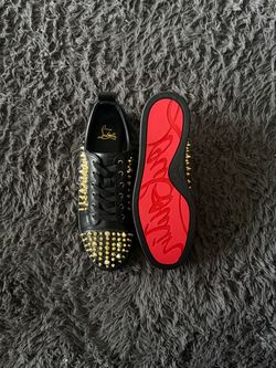 CL Black Gold Spiked Red Bottoms