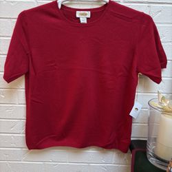 Talbots NWT Red Cashmere Short Sleeve Sweater 
