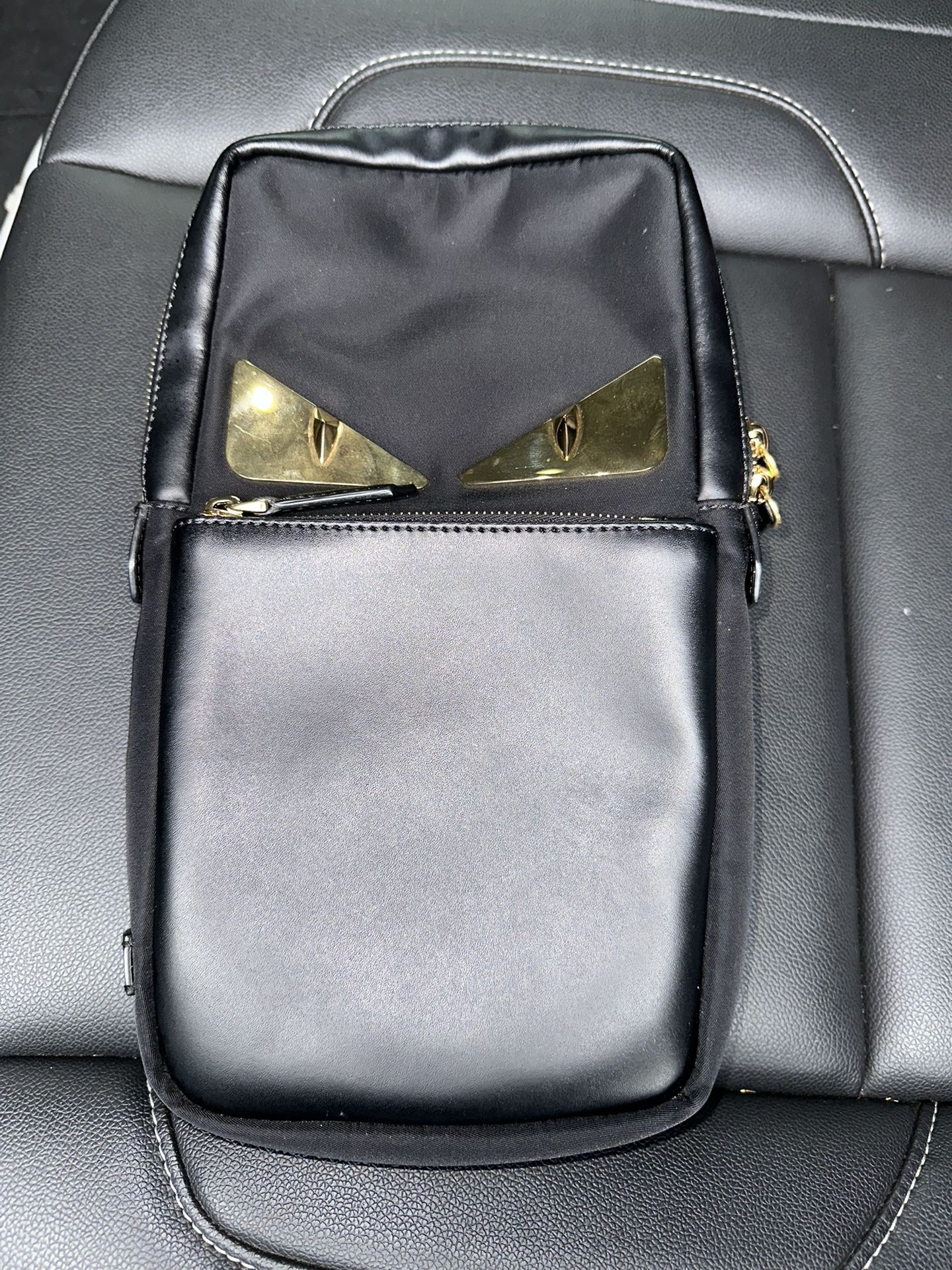 Fendi Monster Eyes Black Leather Crossbody Bag