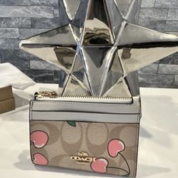 COACH - Mini Skinny Women's Leather ID/Card Coin Case Key Wallet 
