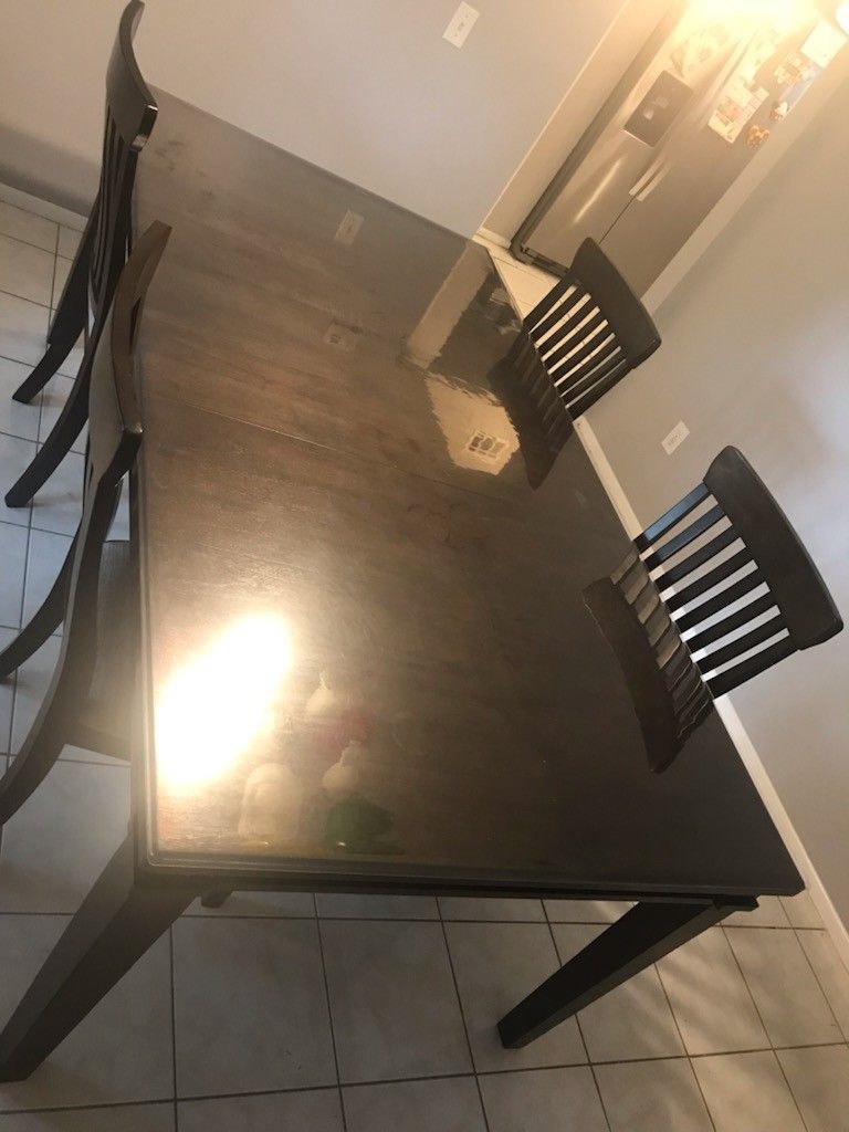 Kitchen Table With 4 Chairs. Has Had A Cover On It To Prevent Scratches