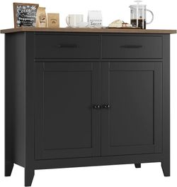 Kitchen Storage Cabinet, Modern Farmhouse Buffet Cabinet with Storage, Coffee Bar with 2 Drawers and 2 Doors, Floor Sideboard Buffet for Living Room, 