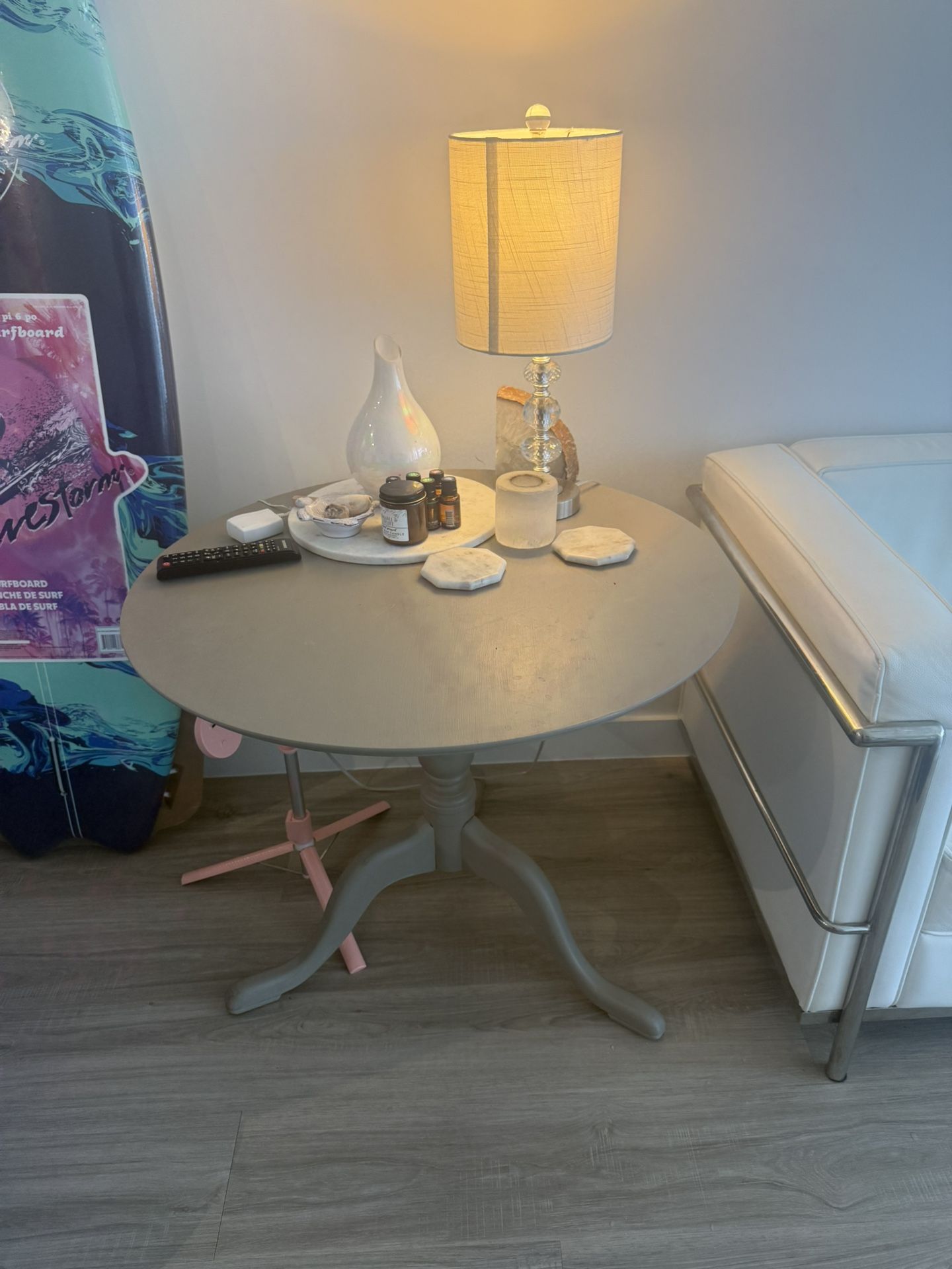 Small Grey Wood End Table