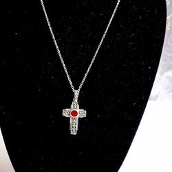 925 Sterling Silver Marcasite Cross Pendant 