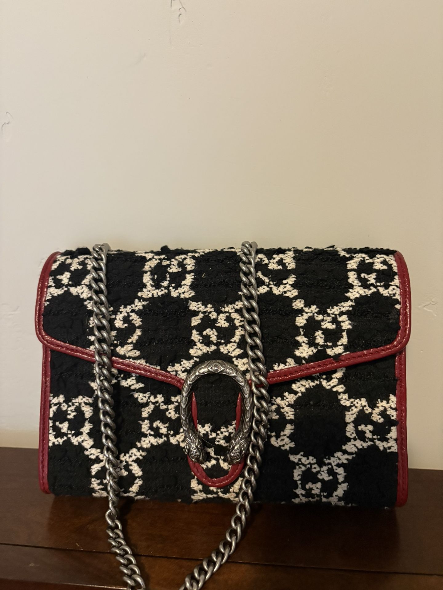 GUCCI Dionysus chain wallet tweed crossbody bag