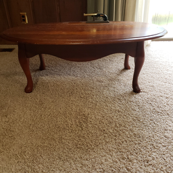 Vintage Oval Wood Coffee Table with Queen Anne Legs, 44"