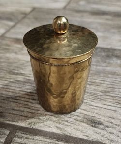 Vintage Twos Company solid brass lidded candle holder - made in india