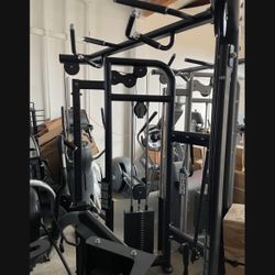 Dual Adjustable Cable Pulley Machine Dap Black Attachments 200 Lb Weight Stacks Each Side