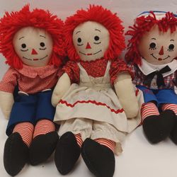 Raggedy Ann And Andy 3pk Dolls For Sale 