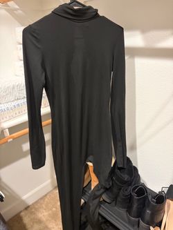 Black Turtleneck Long Sleeve Maxi Dress