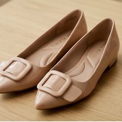 Anne Klein Brown Flats Size 6 Pointed Toe Matte Leather Shoes