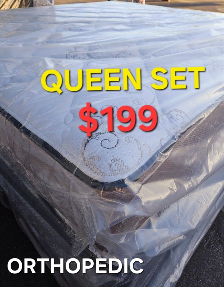 ORTHOPEDIC  !!! QUEEN SET $199 __ MATTRESS AND BOX SPRING 