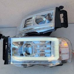 02-05 Dodge Ram LED DRL Projector Headlights Luces Calaveras Micas Faros Focos Faroles Headlamps 
