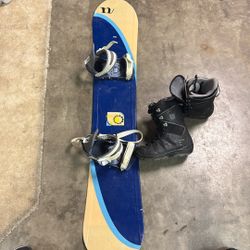 NBN Snowboard 156cm With Bindings And Burton Boots Size 10 Mens 