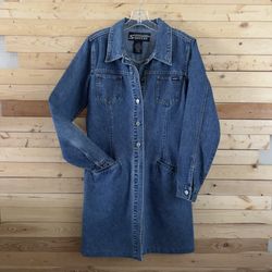 STEPHEN HARDY SQUEEZE Vintage Med Wash Trucker Shirt Denim Jean Dress size 8