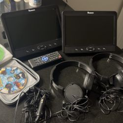 Car DVD Tv 2 Screen & Remote & Earphones Plus 20+dvds
