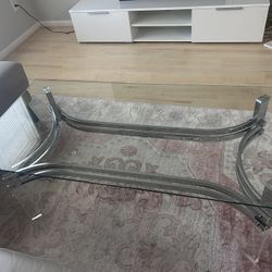Glass Coffee Table With Silver Legs 