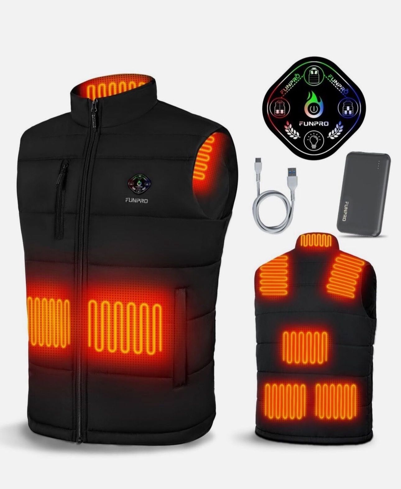 Heated Vest Lightweight Heated Jacket Windproof Waterproof for Women Men Black S XL XXL