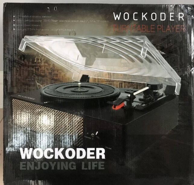NEW IN BOX Wockoder Record Player Turntable / Plays 7” 10” & 12” Vinyl Records