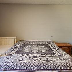 2 in Stock : Egyptian folk cotton blanket tapestry with a purple and white floral ornamental design