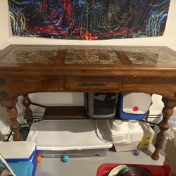 Heavy Wood/Marble Bar Table