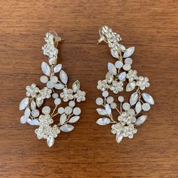 Anthropologie BHLDN Crystal Bridal Wedding Earrings 3.5”