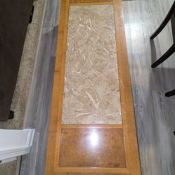 Beautiful Large Coffee Or Sofa Table With Solid Marble Insert