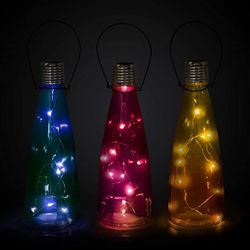 3 Pack Solar LED Jar Light - Decorative Glass for Porch Balcony Garden Walkway Backyard Yard Patio Deck Lantern String Lights Multi-Color | 4897