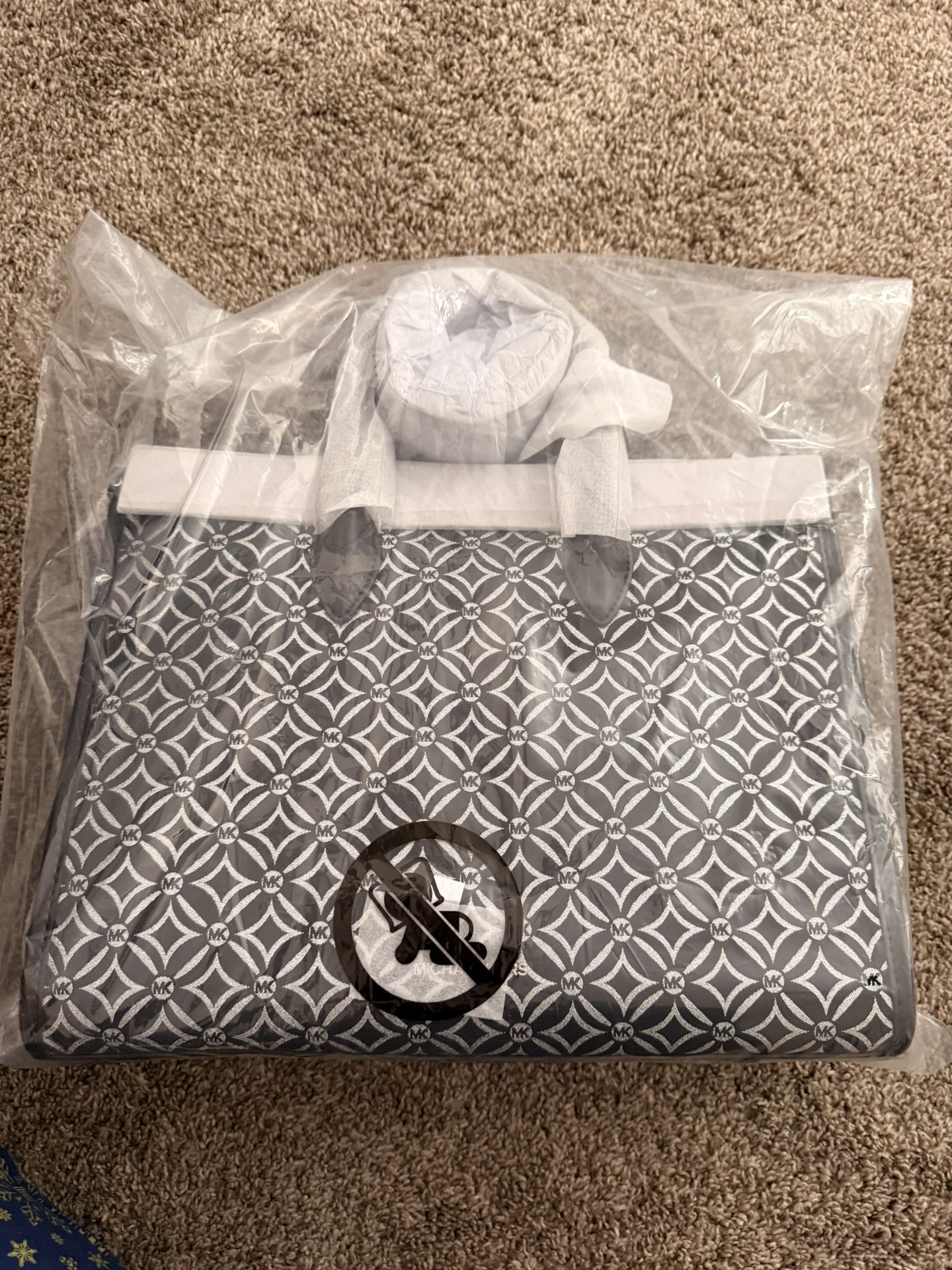 Black And Silver Metallic Michael Kors Tote Bag