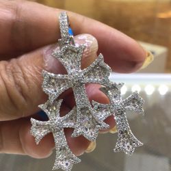 Sterling Silver Mossenite Diamond Pendant 3D Style Available In Stock.💎💎