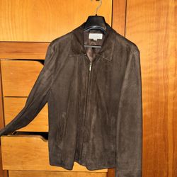 Branden-Warner Men’s Suede Zip Windbreaker