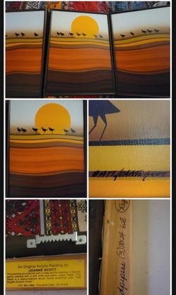 Joanne Scott Original Acrylic Triptych Painting