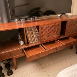 Midcentury Real Wood Media Console