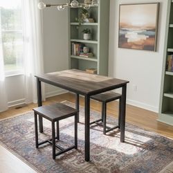 Wood Table with Stools