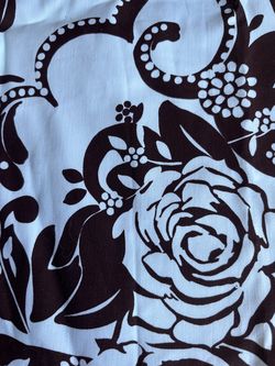 Beautiful Light Blue Green with Dark Brown Art Flower Demin Type Fabric 15"x55"