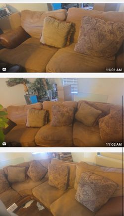 Leather and cloth south west sectional