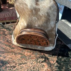 Cowhide Leather Backpack.