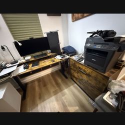 Electric Standing Desk + Filing Cabinet – $250 (Set)